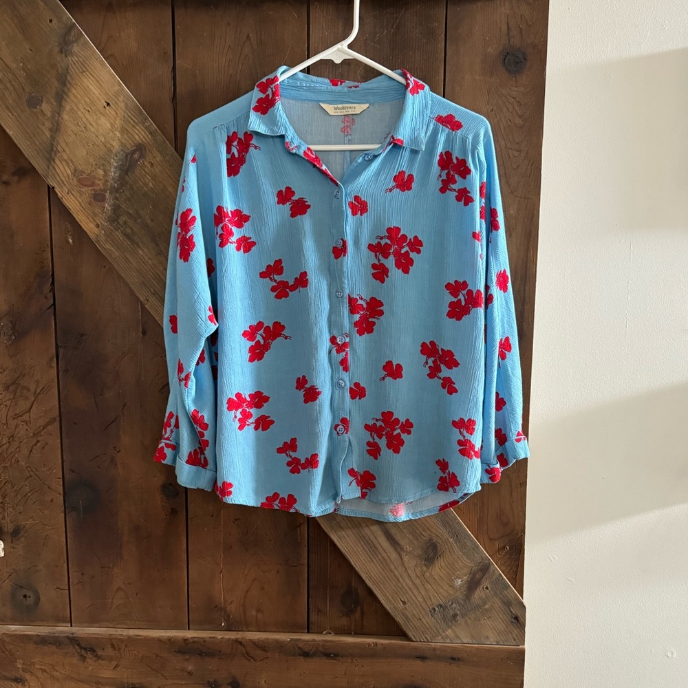 Gorgeous WoolOvers Blue & Red Blouse